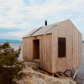 A sauna on the edge of the coast in Nesodden, Norway. On the other side of the fjord is Oslo, the capital of Norway. Outdoor, public saunas are increasingly popular in Norway. Oslo sauna story by Julie Lewis, Traveller Credit: Getty