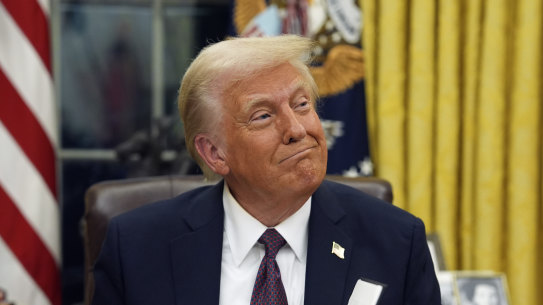 Trump mused on imposing tariffs on Mexico and Canada as he signed executive orders in front of journalists in the Oval Office.