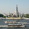 View of Wat Arun Temple from a Chao Phraya River ferry.