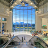 The light-filled main entrance of Lisbon Humberto Delgado Airport.