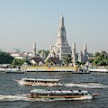 View of Wat Arun Temple from a Chao Phraya River ferry.