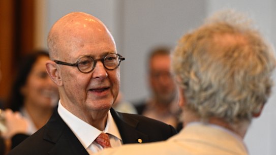 Kim Williams, pictured at a Melbourne Press Club event on Thursday, where he gave a keynote event on his first year as chair.