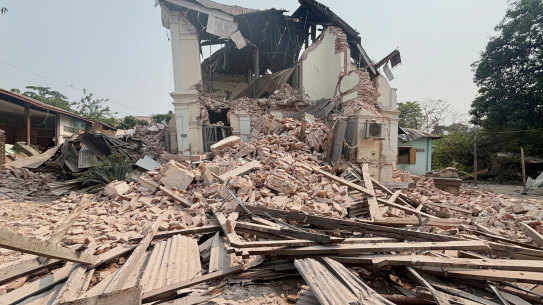 A damaged building in Myanmar’s capital, Naypyitaw.