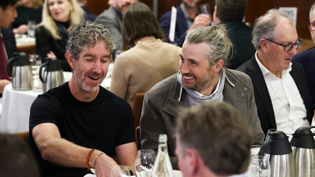 Atlassian co-founders Scott Farquhar and Mike Cannon Brookes at the National Press Club on Wednesday.