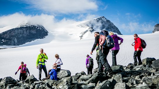 Hiking northern Europe’s tallest peak – the 2469-metre-high Galdhopiggen.