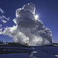 Old Faithful in winter at Yellowstone National Park.