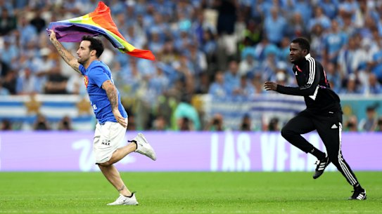 A pitch invader in Qatar.