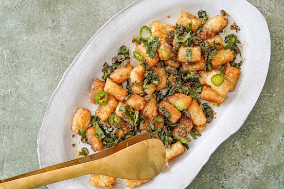 Gunpowder tater tots get their firepower from a fragrant Indian spice mix.