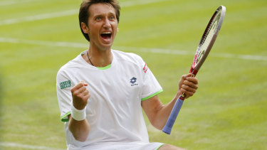 Sergiy Stakhovsky in his finest hour, beating Roger Federer at Wimbledon in 2013.