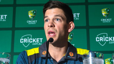 Thrown into the hot seat: Fill-in Test captain Tim Paine.