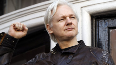 Julian Assange at the Ecuadorian embassy in London in 2017.