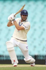 Kurtis Patterson crunches one through the covers in the Sheffield Shield.