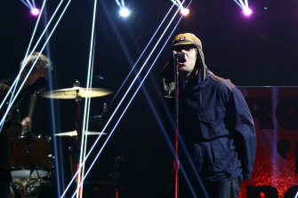 Liam Gallagher performs at the Brit Awards earlier this year.
