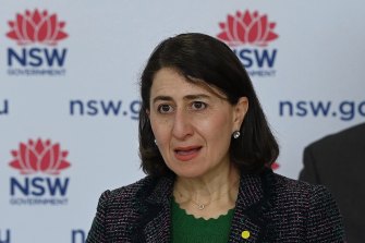 NSW Premier Gladys Berejiklian and NSW Health Minister Brad Hazzard during the COVID-19 vaccination update.