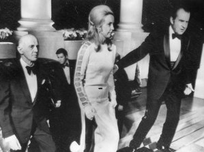 That dress: President Richard Nixon escorts Australian Prime Minister William McMahon and wife Sonia into the White House in 1971.
