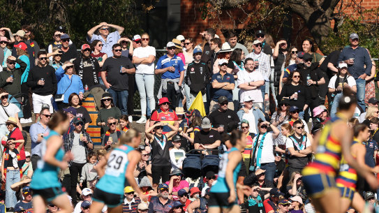 Fans packed out Norwood Oval for the AFLW opening round Showdown between Adelaide and Port Adelaide.