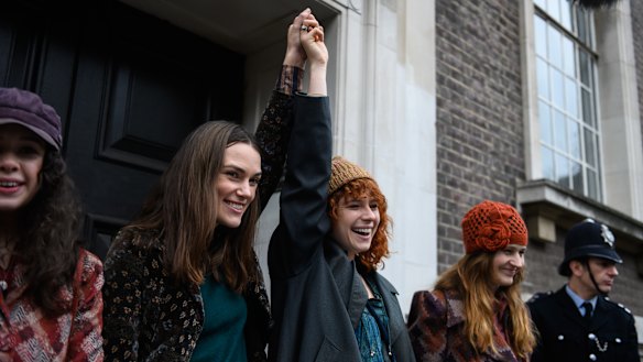 Keira Knightley plays Sally Alexander, a mature-aged student who throws in her lot with a radical women’s collective in Misbehaviour.