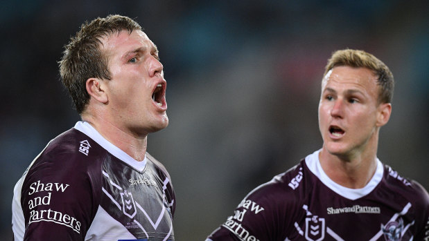 Jake Trbojevic (left) and Daly Cherry-Evans react to the sin-binning in the loss to South Sydney.