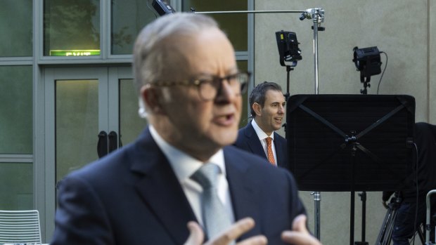 Anthony Albanese and Jim Chalmers, explaining Tuesday’s budget, were pressed on the future of the stage three tax cuts.