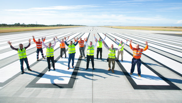 The completed new Brisbane Airport runway, which runs parallel to the existing main runway.