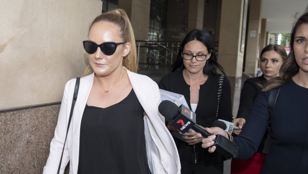 Georgia May Gibson leaves the Melbourne Magistrates Court on Monday
