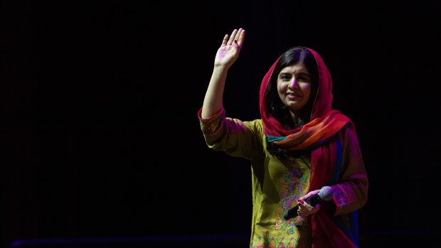 Malala Yousafzai speaking in Sydney at a Growth Faculty event last year.