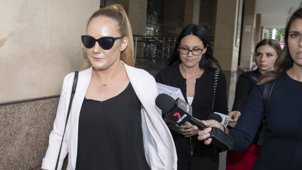 Georgia May Gibson leaves the Melbourne Magistrates Court last month.