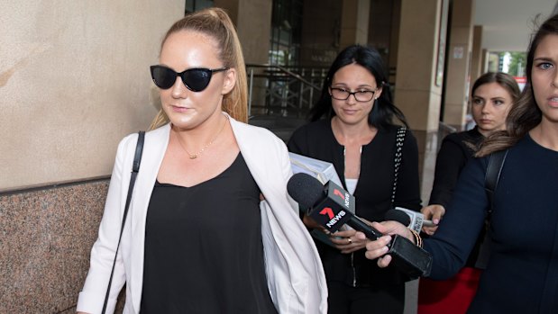 Georgia May Gibson leaves the Melbourne Magistrates Court last month.