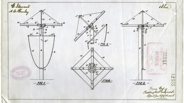 Patent design for what would become the iconic Hills Hoist.
