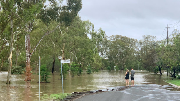Flooding at Myall Creek in Dalby on Sunday.
