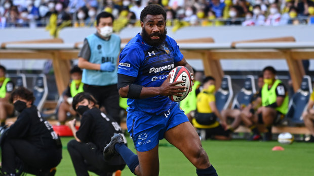 Marika Koroibete in action for the Saitama Panasonic Wild Knights during the Japan Rugby League One final on the weekend.