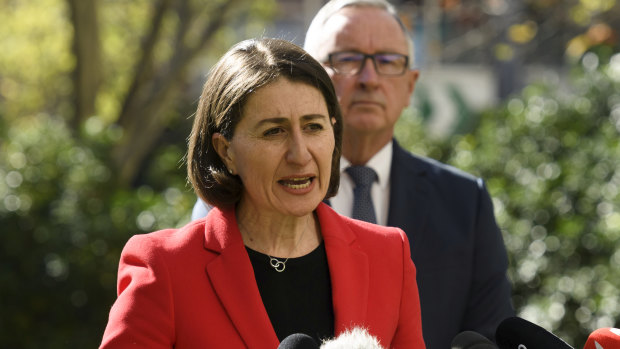 NSW Premier Gladys Berejiklian addresses the media on Friday afternoon. 