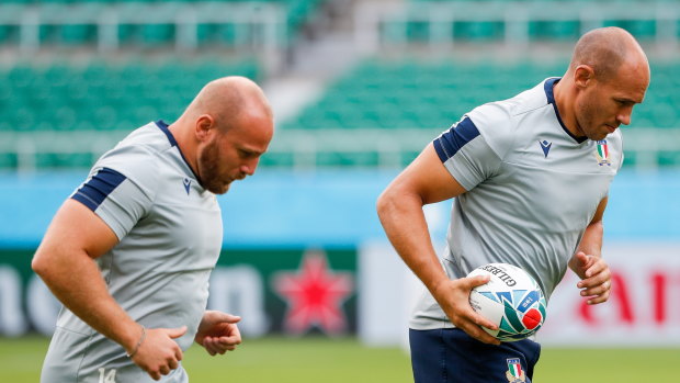 Leonardo Ghiraldini (left), with Sergio Parisse, has been left shattered by the cancellation of Italy's final World Cup group match.