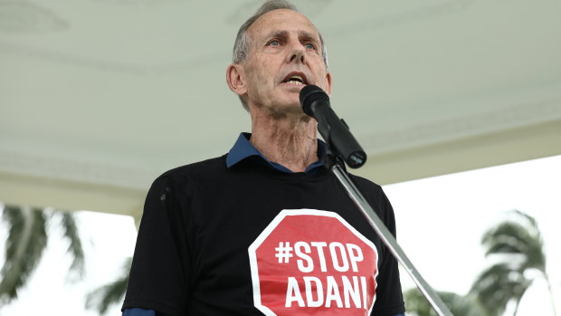 Former Greens leader Bob Brown leading a rally in Mackay. Senator Canavan warned the "Bob Brown effect" was frustrating regional communities.