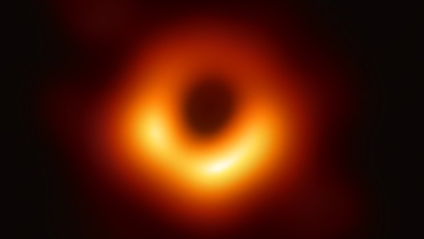 An image provided by the Event Horizon Telescope Collaboration shows the first image of a black hole, from the galaxy Messier 87, 55 million light-years from Earth in the constellation of Virgo.