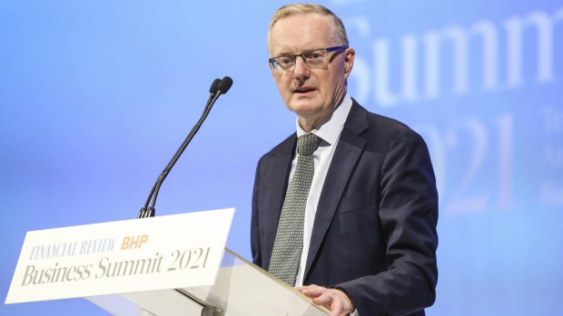 Reserve Bank of Australia Philip Lowe speaking at The Australian Financial Review Business Summit on Wednesday. 
