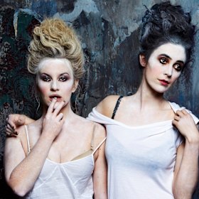 Kate Mulvany, left, in her award-winning role in ‘Tartuffe’ with Geraldine Hakewill.