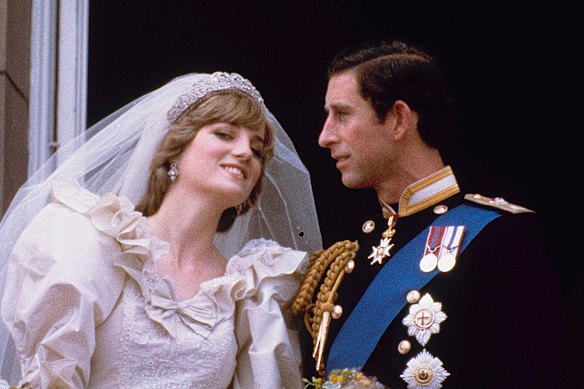 Charles and Diana on their wedding day on the balcony of Buckingham Palace in London in 1981.