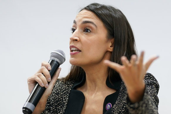 Alexandria Ocasio-Cortez at the COP26 climate talks on Tuesday.