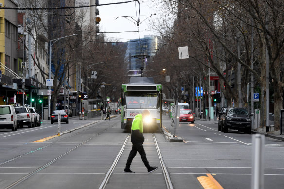 Streets are quiet street in Melbourne after the state went into lockdown for the sixth time.