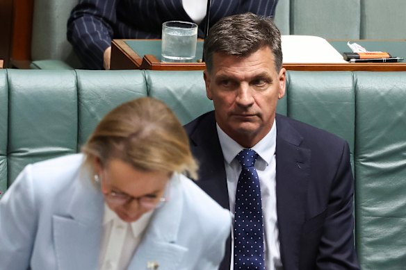 Opposition Leader Sussan Ley and Angus Taylor on Wednesday.