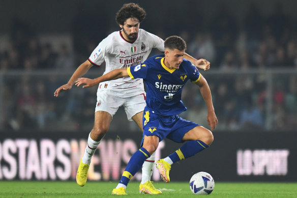 Ajdin Hrustic hasn’t played since going down with an ankle ligament injury while playing for Hellas Verona against AC Milan a month ago.