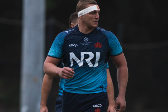 New Waratahs lock Zac Von Appen at training.