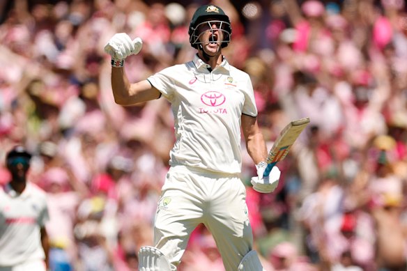 Beau Webster hits the winning runs on Test debut against India at the SCG.