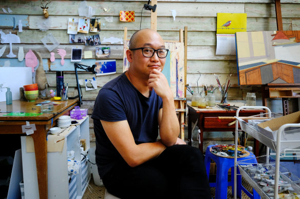 Artist Hop Dac in his Geelong studio.