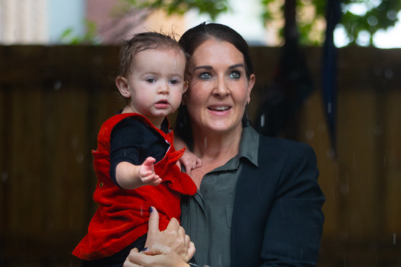 Park Street childcare centre and kindergarten manager Katrina Burgess, pictured with Manuela, says there are mixed messages about social distancing in relation to childcare. 