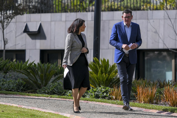 Marlene Kairouz with Daniel Andrews in April last year