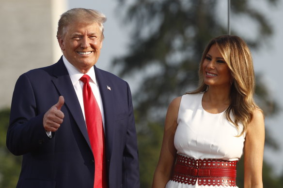 President Donald Trump and first lady Melania Trump at the "Salute to America" event on July 4.