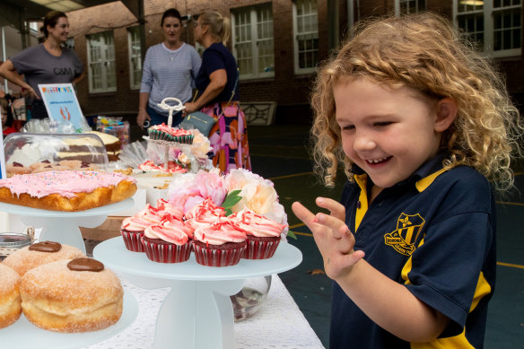 Cupcakes look popular as Boronia Park Public School in Hunters Hill prepares its election day cake stand.