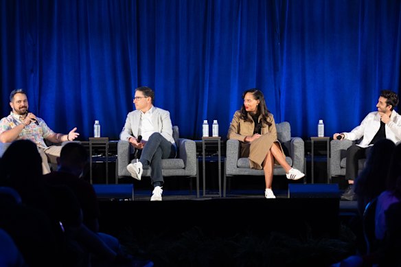 Discussing Disney’s future: Content creator Blake Silva, Disney executives Eric Schrier and Erin Teague, and moderator (and creator) Jon Youshaei.